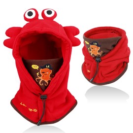 AYPOW Kids Winter Thermal Fleece Balaclava, 3D Animal Face Cover Ski Mask, Multifunctional Windproof Adjustable Warm Fleece Hat Cap Hood Neck Warmer Scarf for Boys Girls Cycling Skating Outdoor Sports