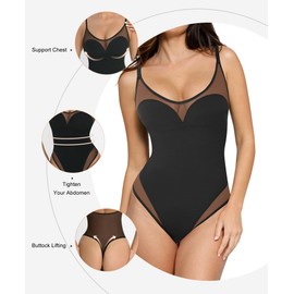 Popilush The Shapewear Bodysuit for Tummy Control Mesh Bodysuits with Build in Bra 2024 Summer Tank Top