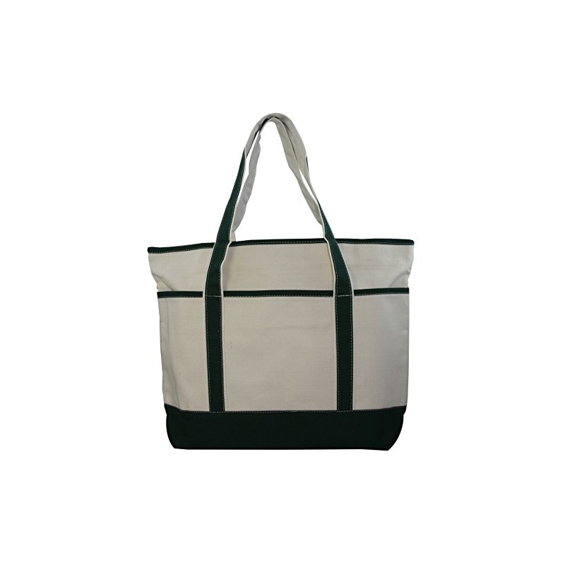 Large Canvas Zippered Tote Bag