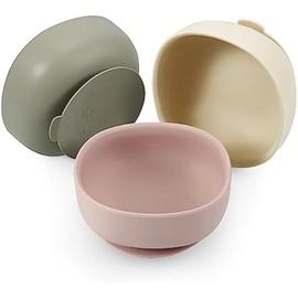 PandaEar 3 Pack Silicone Suction Bowls for Baby Toddler Infant Kids| Baby Food Bowls First Stage Feeding| Toddler Bowls Suction Food Grade Soft Safe Silicone BPA-Free