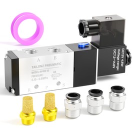TAILONZ PNEUMATIC 1/2"NPT Solenoid Valve 4V410-15 DC12V Single Coil Pilot-Operated Electric 2 Position 5 Way Connection Type Junction Box