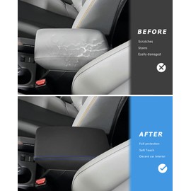 INTGET Center Console Cover for 2025 Subaru Forester Accessories Leather Car Armrest Arm Rest Box Lid Middle Console Seat Cover Protector (Blue Stitches, 2025+)