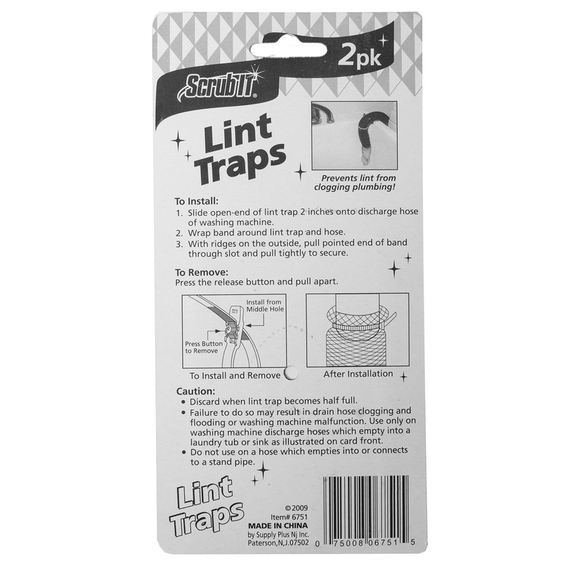 SCRUBIT 12 Premium Lint Traps with 12 Long Lasting Ties