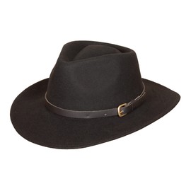 Bigalli Melbourne Wool Felt Fedora Hat for Women/Men Cowboy Hat Crushable Teardrop Winter Fall Hat Water Repellent | Black Size L | Mens Safari Hat Traveler Hat
