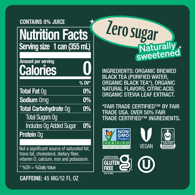 Zevia Zero Sugar Tea, Earl Grey Tea Blood Orange, 12