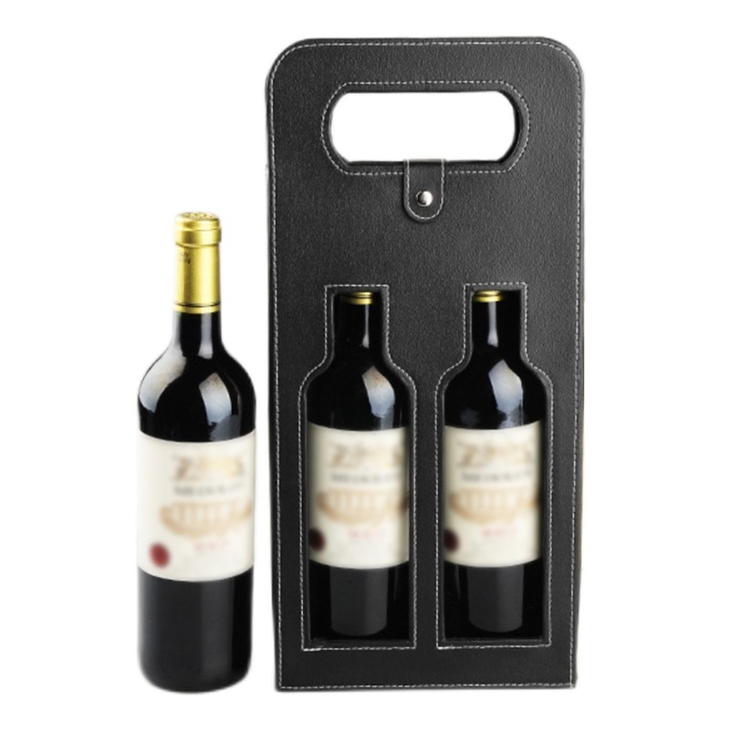 Wine Tote Bag 2 Bottles PU Leather Reusable Wine Gift