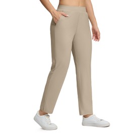 Seamaid Womens Golf Pants Lightweight Casual Travel Pants with Zipper Pockets Stretchy Work Business Khaki M