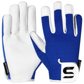 SAWANS SAWANS Leder-Gartenhandschuhe fr Damen und Herren, dornensichere Gartenhandschuhe fr Damen und Herren, ideales Gartengeschenk, langlebige Ziegenleder-Arbeitshandschuhe (Blau, L)