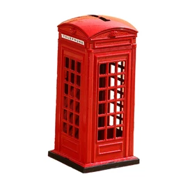 Vaveren Telephone Booth Piggy Bank Money Bank Creative Collectible Lovely,Zinc Alloy,Phone Booth Saving Pot Ornament for Money Saving