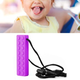 Collares de masticación sensorial oral, mordedor de bloque de construcción de collar de mordedor para bebé(Púrpura)