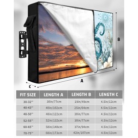 DOME-SPACE Marine Life Octopus Retro Outdoor TV Cover for Outside Flat Screen Televisions,Sea Flower Starfish Nautical Weatherproof TV Screen Protector with Zipper for 60 to 65 Inch Screens