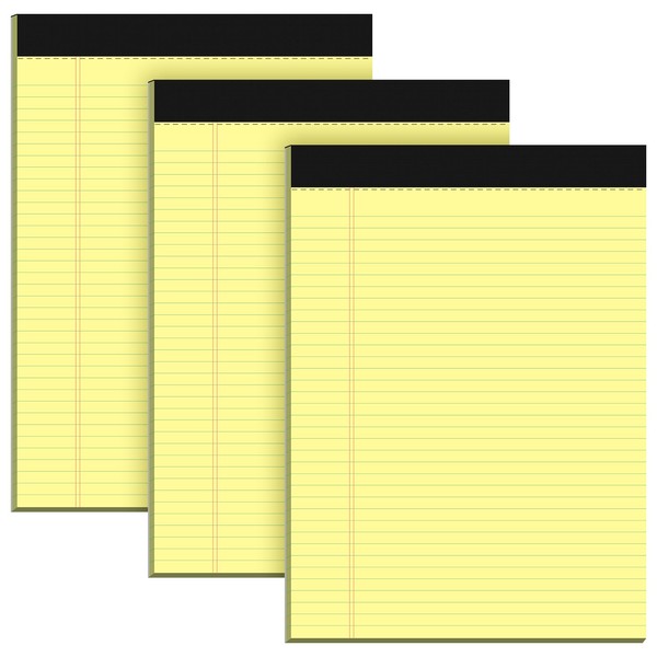 Legal Pads 8.5 x 11 Yellow Note Pads, 3 Pack