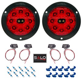 TecNiq, Inc LED Round Hi Visibility Stop Turn Tail Lights with Reverse Lights | for Trucks, Trailers & RVs | Includes Wiring Connectors (Flange Mount)