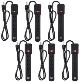 Kanayu 6 Pack 4 Outlet Power Strip Surge Protector with 2 USB Ports Surge Protector with 4 ft Extension Cord Plug Surge Protector Power Strip Flat Plug Overload Surge Protection for Home Office
