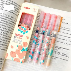 8 Pcs Gel Ink Pens Flower Retractable Pens 0.5mm Black Ink Gel Pens Women Girls Cute Aesthetic Design Pens Office School Pens(Yanran Flower)