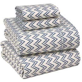 RUVANTI 100% Cotton California King Sheet Sets, 4 Pieces, Soft & Breathable Percale Weave Bedding, Deep Pocket 16", Hotel Standard, Crisp Cool Feel & Durable, Perfect Floral Sheets, Chevron