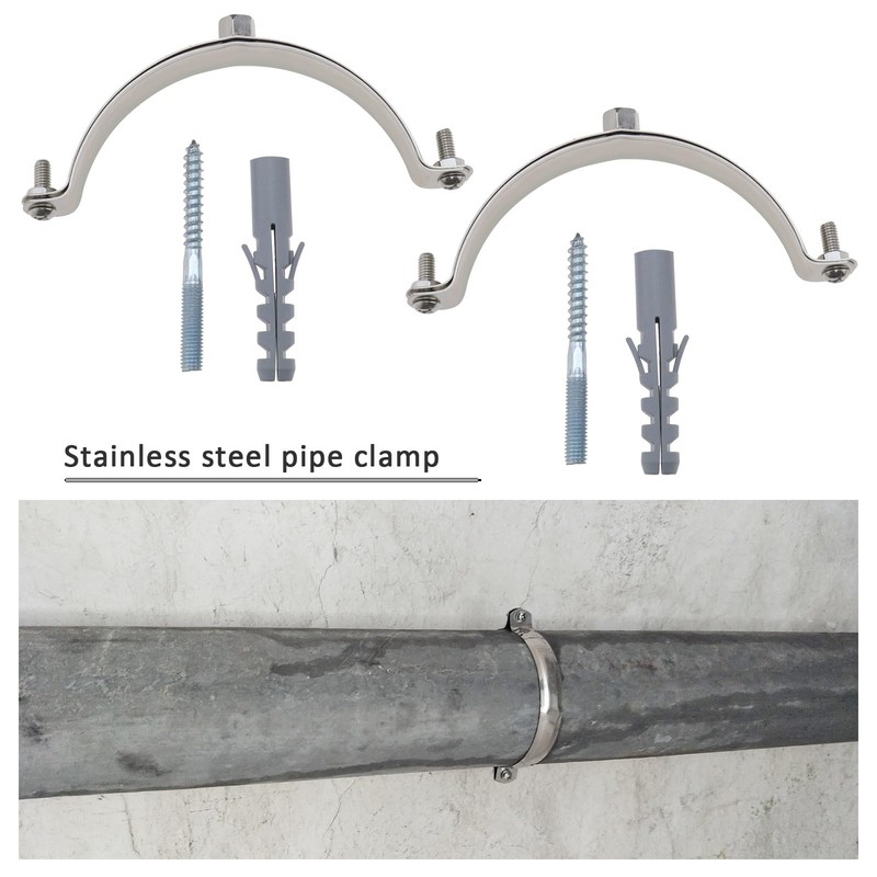 OTOTEC 4PCS Stainless Steel Pipe Clamp Pipe Brackets Clips Adjustable