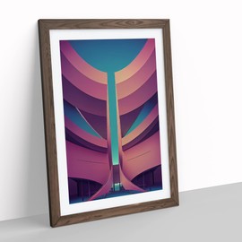 Futuristic City Architecture No.7 Framed Print for Living Room Bedroom Home Office Décor, Wall Art Picture Ready to Hang, Walnut A4 Frame (34 x 25 cm)