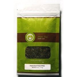 Mahamosa Passionfruit Green-White Tea 4 oz (with pineapple,papaya,strawberry), Flavored Loose Leaf (Looseleaf) Green Tea and White Tea Blend