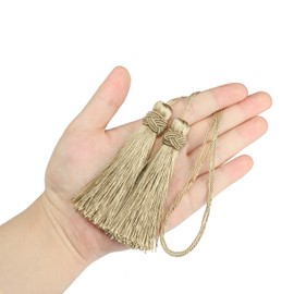 HedongHexi 8 Pack Tassel 24cm/ 9.5 Inch Key Tassel with Loops, Handmade Twisted Tassel Craft, DIY Accessories for Home Decoration (Dark Beige,8P)