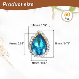 PATIKIL Strasssteine zum Aufnähen, 1,3 cm, 50 Stück, Tropfenform, Kristall-Strasssteine, Pointback, Metall, flache Rückseite, für Handwerk, Schuhe, Kleid, Kleidung, Ohrringe, Gürtel, Nähdekoration,