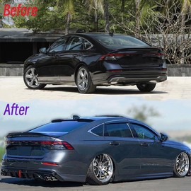 Ombialo Rear Trunk Lid Spoiler + Rear Window Roof Spoiler Compatible with for Honda Accord 2023 All Models JDM Highkick Style Duckbill Trunk Spoiler, Glossy Black