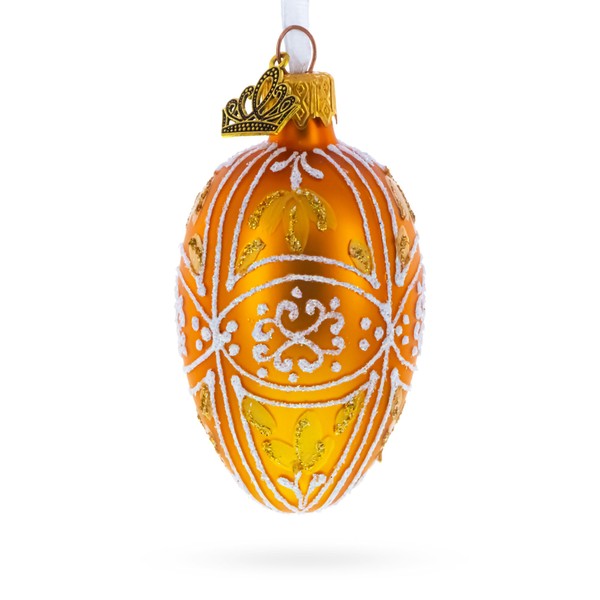Amber Gold with White and Gold Filigree Design Mini Glass