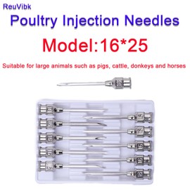 16 Gauge Veterinary Needles, Cattle Needle Poultry Injection Needles 10 Sticks, Suitable for Pigeons, Chickens, Ducks, Geese, Pigs, Sheep, Horses, And Other Large And Small Animals (16*25mm)