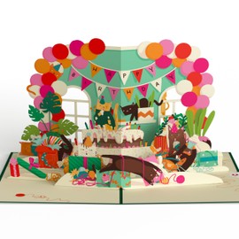 Lovepop® Funny Cats Premium 3D Pop-Up Birthday Card for Friends, Colleagues, Mother, Cat Friends, with Hidden Compartment for Money Gifts and Vouchers, Includes Envelope, Extendable Note