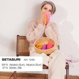 LANA GROSSA Setasuri Fine Lace Yarn Made of Suri Alpaca Fibres with Silk, Hand Knitting Yarn Made of 69% Alpaca (Suri) and 31% Silk, 25 g Wool for Knitting and Crocheting, 212 m Yarn