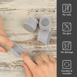 Aneaseit Chair Leg Floor Protectors - 16 pcs Gray - Felt Bottom Silicone Pads for Hardwood Floors & Furniture Feet - Rubber Caps for Chairs - Medium