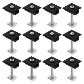 M METERXITY 12-Pack Solar Panel Mount Mid Clamps 50mm t Center Clips Corrosion-Free Aluminum Anodized Solar Panel Center Clamp for Roof/Wall/Boat/RVs Solar Panel Mounting Brackets [Black]