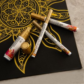 Royal & Langnickel 4 x Gold Acrylic Paint Markers Sizes 0.7mm 1.2mm 2mm 12mm