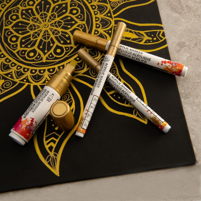 Royal & Langnickel 4 x Gold Acrylic Paint Markers Sizes