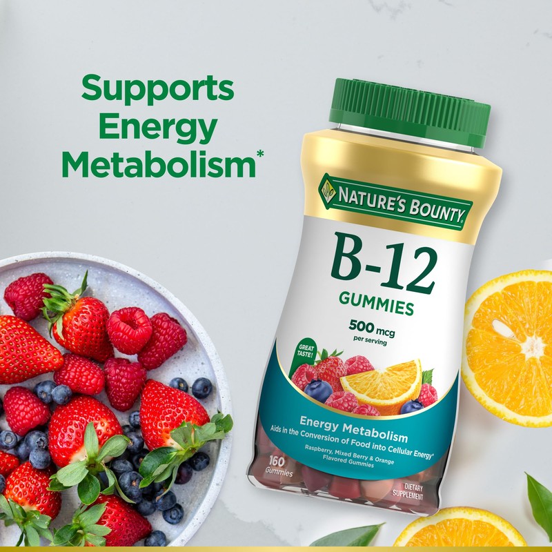 Nature's Bounty Vitamin B12 Gummies, Dietary Supplement, Supports Energy Metabolism