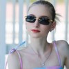 Dollger Rectangle Rimless Sunglasses for Women Men Leopard Arms 70s