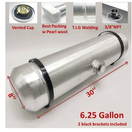 JSD AUTO PARTS 6.25 Gallons gal Aluminum Gas Tank / Fuel Tank 8 x 30" Center Fill 3/8" NPT Outlet