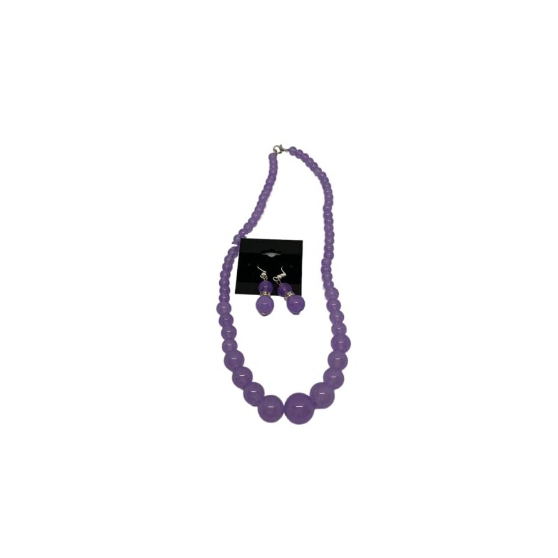 Natural Alexandrite Gemstone Beaded Necklace and Dangle Earrings Set