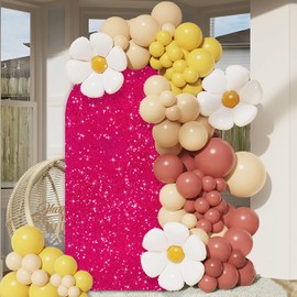 FUHSY Wedding Arch Cover 7.2 FT Sequin Arch Stand Covers Hot Pink Arch Backdrop Cover Spandex Fit Arch Cover Backdrop Fabric for Arch Stands Fuchsia Party Backdrop Arch for Baby Shower Birthday Decor