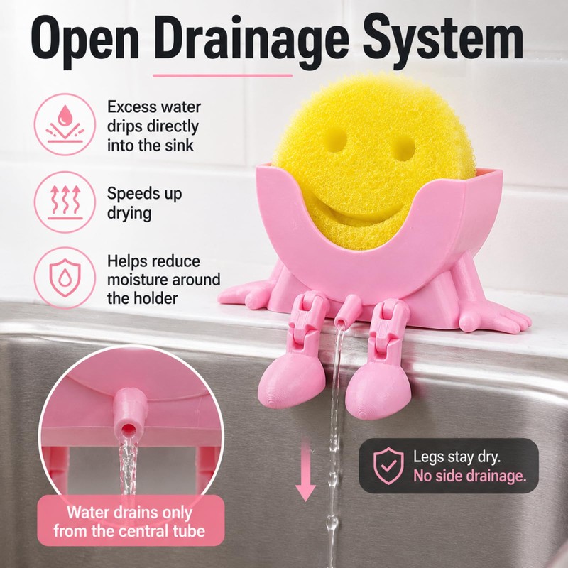 PLLCJB 2Pack Cute Hanging Sponge Holder with Drainage, 3D Printed