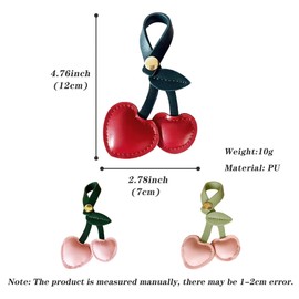 Cherry Keychain for Women,Cherry Bag Charm, Cute Cherry Charm for Purse Handbags Bag Accessories PU pink Cherry Key Charms.
