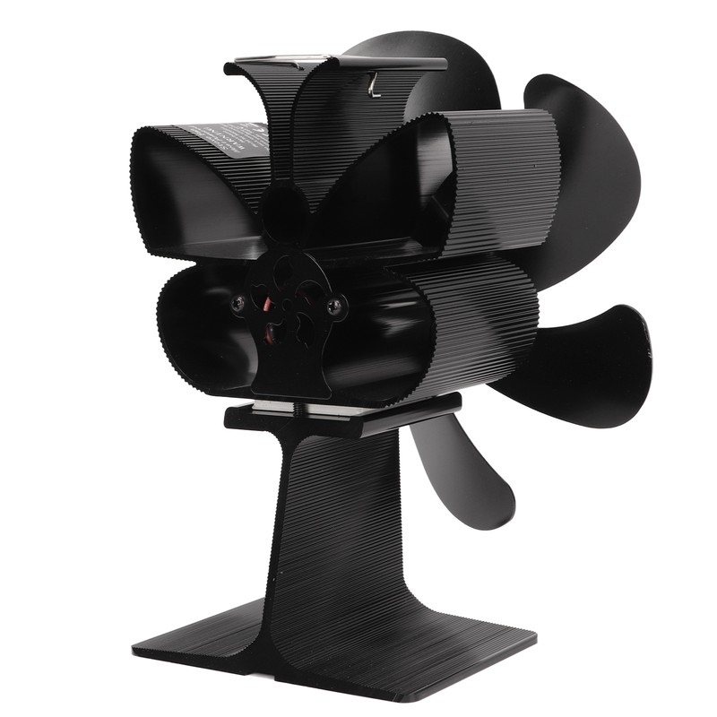 6 Blade Stove Eco Fan Black Self Starting High Temperature