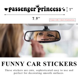 Yourkar Passenger Princess Sticker, Cute Stickers for Car Window Rearview Mirror, Girls Automotive Window Rearview Mirror Decoration Stickers, Universal Car Accessories (Black, Long)