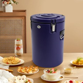 Bokknppo 9.25 Gallon Insulated Beverage Cooler Dispenser Camping Cooler Chiller Portable Sports Cooler Round Water Beverage Dispenser with Stainless Steel Interior for Hot or Cold Food Storage (Blue)