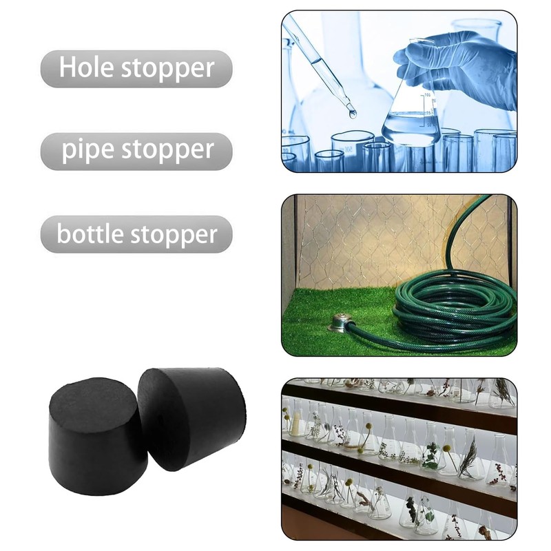 TOP-VIGOR 5 Pcs 24mm to 28mm Taper Rubber Stoppers Solid