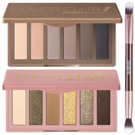 SUSIKEKI Paleta De Sombras De Ojos Mini De 6 Colores Con 2 Pinceles, Sombras De Ojos Nude Neutras, Marrón Y Oliva, Mate, Con Espejo, Kit De Regalo De 