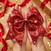 2PCS Red Cheer Bow, Large Shimmering Glitter Hair Bow Clips,