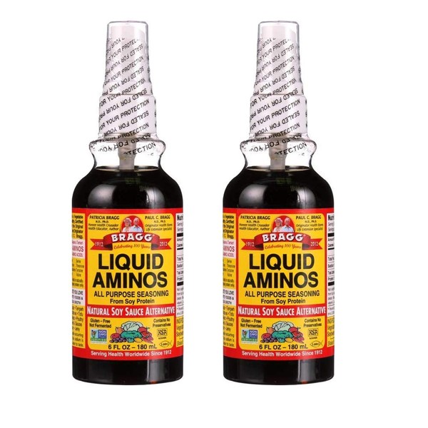 Bragg liquid Amino, spray bottle, All Purpose Seasoning Soy Sauce Alternative,6oz, 2 Pack