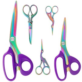 Asdirne Titanium Coating Sewing Scissors Set, Professional Fabric Scissors Set, Ultra Sharp Stainless Steel Blades, Ergonomic Handle, Ideal for Dressmaking, Embroidery, 26.7 cm/20.3 cm/13 cm, 45