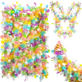 WILLBOND Easter Tinsel Garland 32.8ft Easter Tree Decorations Extra Wide 4" Pastel Garland with Confetti Egg Colorful Metallic Twist Tinsel for Tree Mantle Desk School Office Party Spring Decor